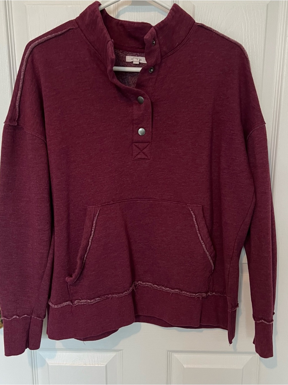 Maurices Maroon Snap-Button Pullover Sweatshirt